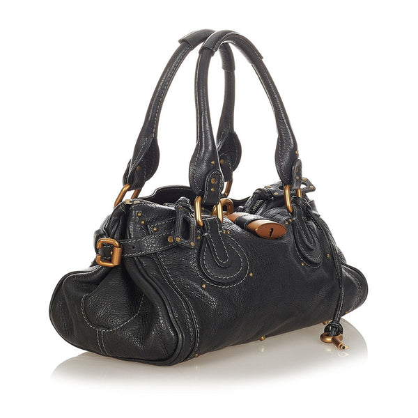 クロエ パディントン ブラック レザー ハンドバッグ レディース Chloe 【中古】