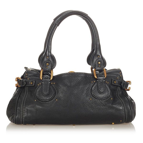 クロエ パディントン ブラック レザー ハンドバッグ レディース Chloe 【中古】