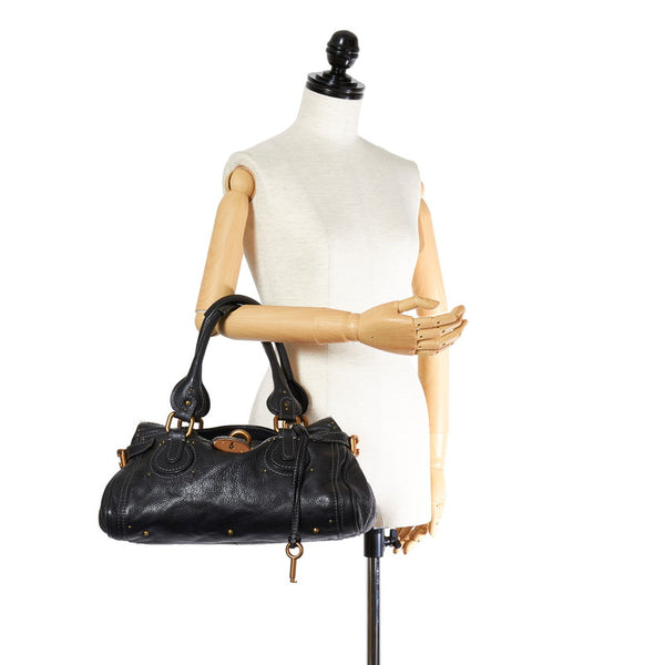 クロエ パディントン ブラック レザー ハンドバッグ レディース Chloe 【中古】