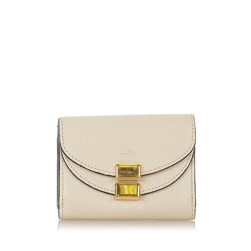 クロエ 三つ折り財布 アイボリー レザー レディース Chloe 【中古】