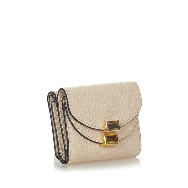 クロエ 三つ折り財布 アイボリー レザー レディース Chloe 【中古】