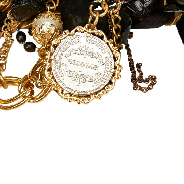 ドルチェアンドガッバーナ ゴールド ブラック メッキ ベルト レディース DOLCE&GABBANA 【中古】