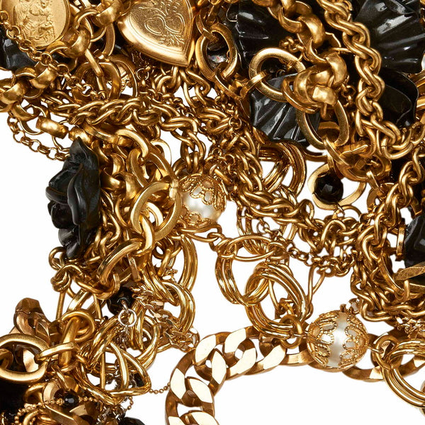 ドルチェアンドガッバーナ ゴールド ブラック メッキ ベルト レディース DOLCE&GABBANA 【中古】