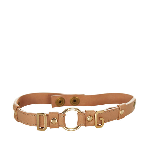 ドルチェアンドガッバーナ ベージュ ゴールド レザー ロゴモチーフ チョーカー レディース DOLCE&GABBANA 【中古】