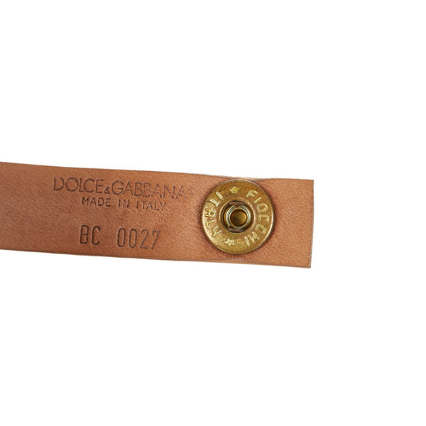 ドルチェアンドガッバーナ ベージュ ゴールド レザー ロゴモチーフ チョーカー レディース DOLCE&GABBANA 【中古】