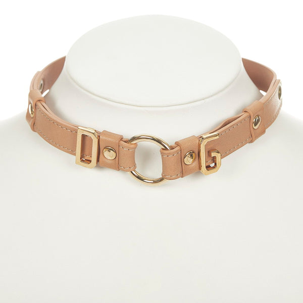 ドルチェアンドガッバーナ ベージュ ゴールド レザー ロゴモチーフ チョーカー レディース DOLCE&GABBANA 【中古】