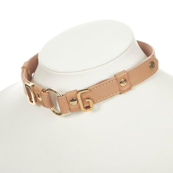 ドルチェアンドガッバーナ ベージュ ゴールド レザー ロゴモチーフ チョーカー レディース DOLCE&GABBANA 【中古】