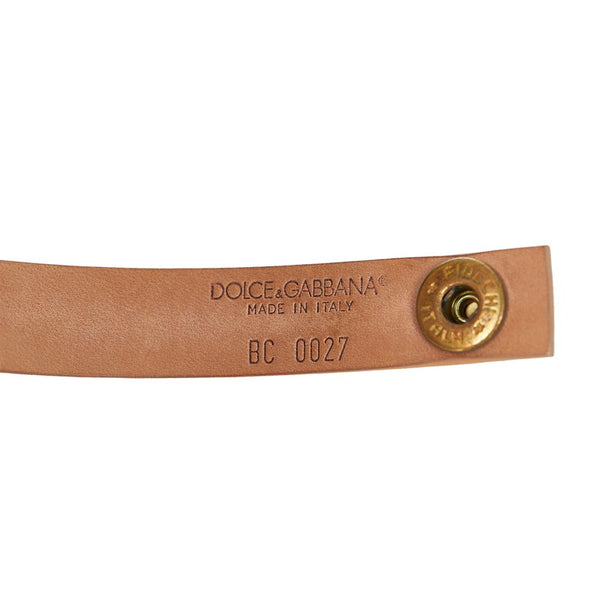 ドルチェアンドガッバーナ ベージュ ゴールド レザー ロゴモチーフ チョーカー レディース DOLCE&GABBANA 【中古】