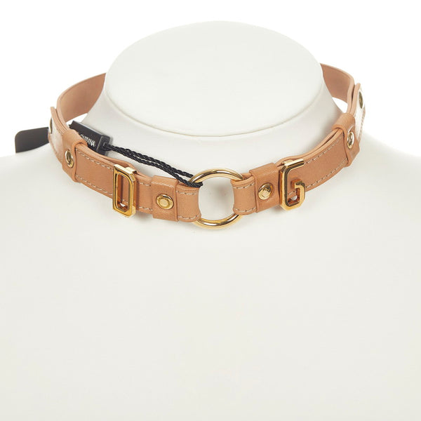 ドルチェアンドガッバーナ ベージュ ゴールド レザー ロゴモチーフ チョーカー レディース DOLCE&GABBANA 【中古】