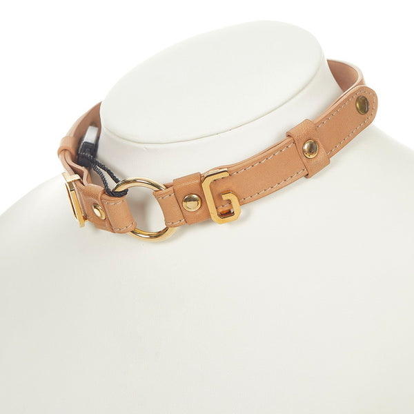 ドルチェアンドガッバーナ ベージュ ゴールド レザー ロゴモチーフ チョーカー レディース DOLCE&GABBANA 【中古】