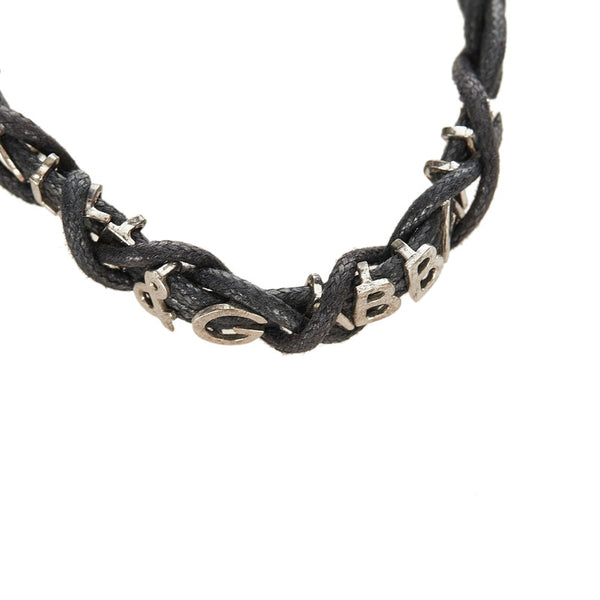 ドルチェアンドガッバーナ ロゴ ネックレス ブラック シルバー コットン メタル レディース DOLCE&GABBANA 【中古】