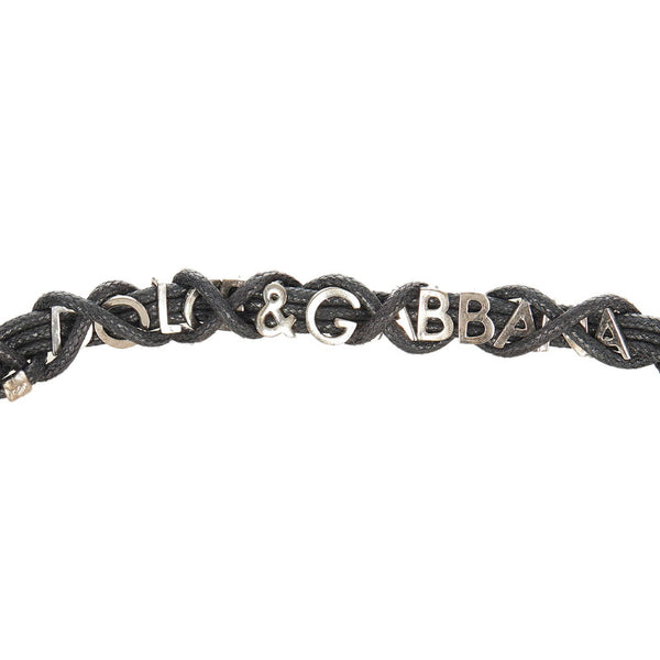 ドルチェアンドガッバーナ ロゴ ネックレス ブラック シルバー コットン メタル レディース DOLCE&GABBANA 【中古】