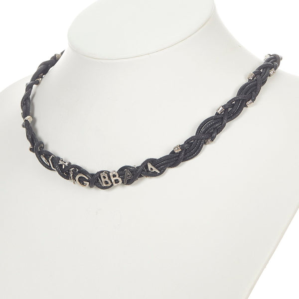 ドルチェアンドガッバーナ ロゴ ネックレス ブラック シルバー コットン メタル レディース DOLCE&GABBANA 【中古】