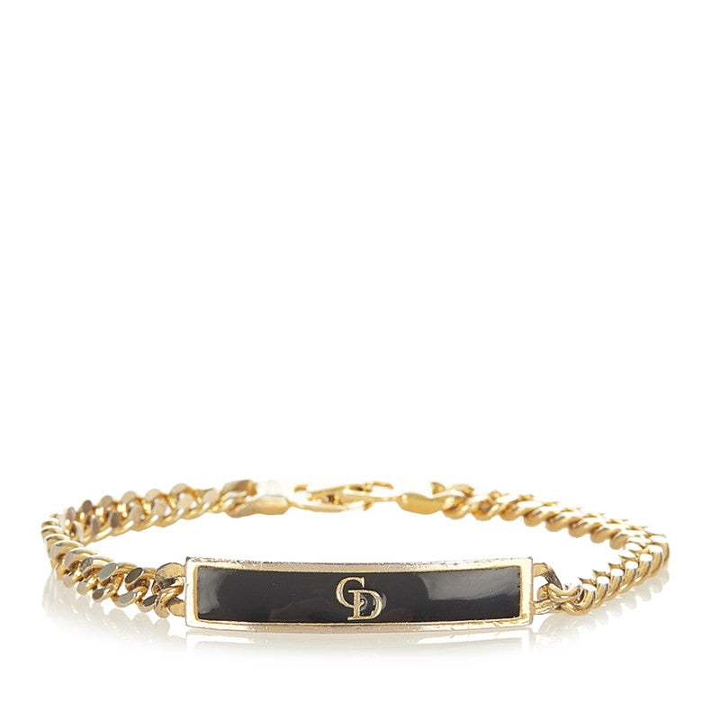 クリスチャンディオール ゴールド ブラック  メッキ CDロゴ ブレスレット レディース Christian Dior 【中古】