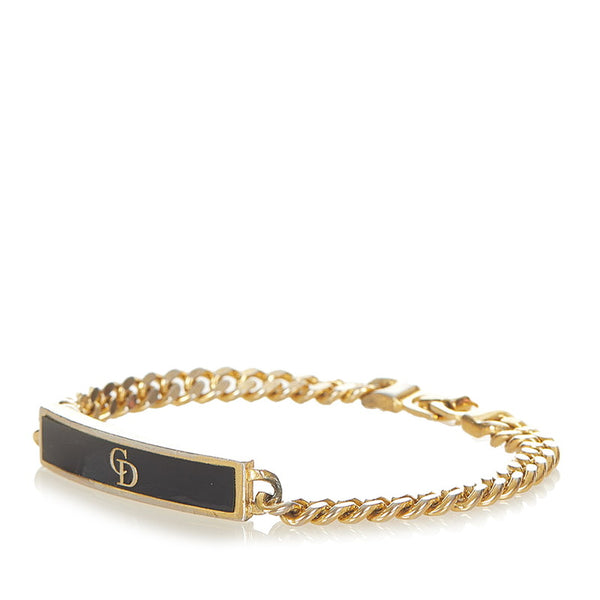 クリスチャンディオール ゴールド ブラック  メッキ CDロゴ ブレスレット レディース Christian Dior 【中古】