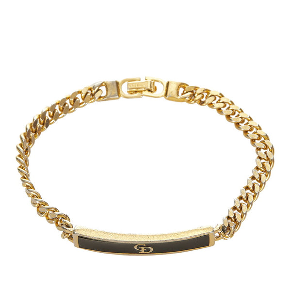 クリスチャンディオール ゴールド ブラック  メッキ CDロゴ ブレスレット レディース Christian Dior 【中古】