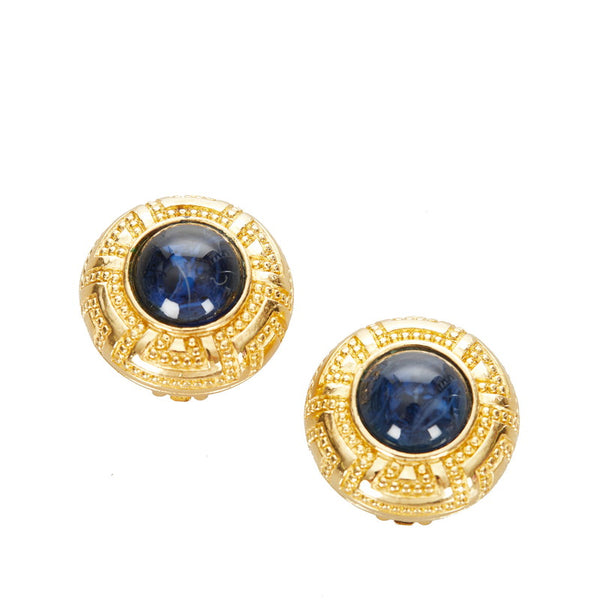 クリスチャンディオール ゴールド ネイビー メッキ ストーン イヤリング レディース Christian Dior 【中古】