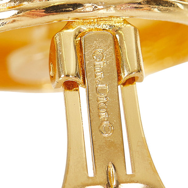 クリスチャンディオール ゴールド ネイビー メッキ ストーン イヤリング レディース Christian Dior 【中古】