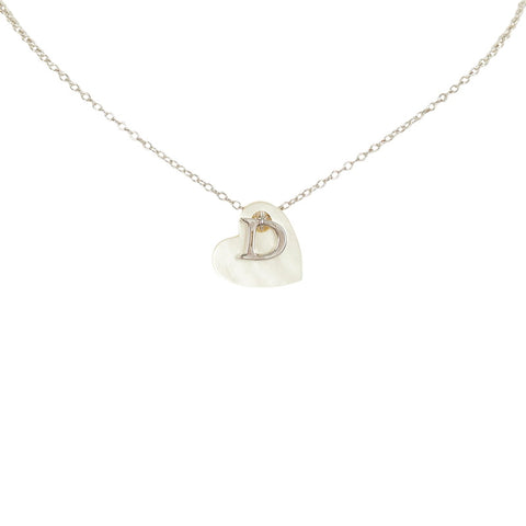 クリスチャンディオール シルバー ホワイト メタル ハート ネックレス レディース Christian Dior 【中古】