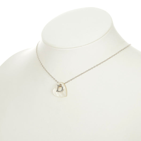 クリスチャンディオール シルバー ホワイト メタル ハート ネックレス レディース Christian Dior 【中古】