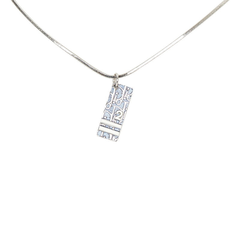 クリスチャンディオール ライトブルー シルバー メタル トロッター ネックレス レディース Christian Dior 【中古】