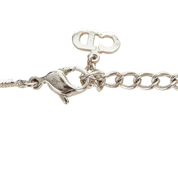 クリスチャンディオール ライトブルー シルバー メタル トロッター ネックレス レディース Christian Dior 【中古】