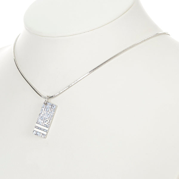 クリスチャンディオール ライトブルー シルバー メタル トロッター ネックレス レディース Christian Dior 【中古】
