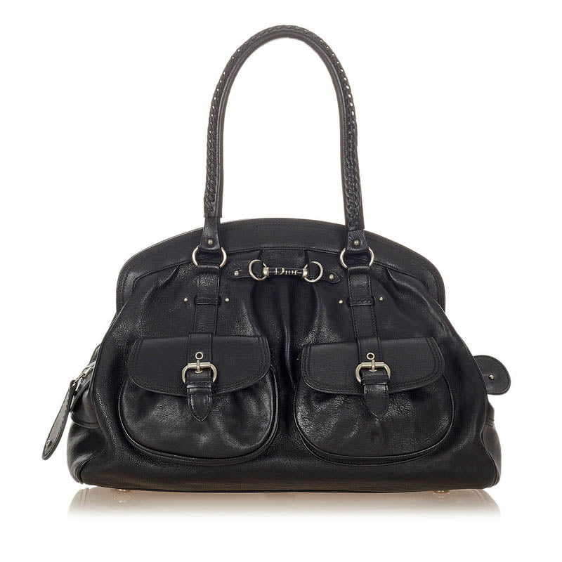 クリスチャンディオール マイ・ディオール 12-BO-1006 ブラック レザー ハンドバッグ レディース Christian Dior 【中古】