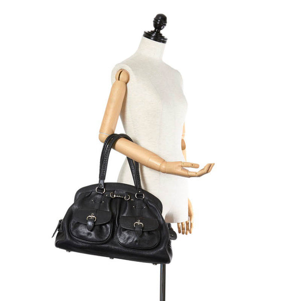 クリスチャンディオール マイ・ディオール 12-BO-1006 ブラック レザー ハンドバッグ レディース Christian Dior 【中古】