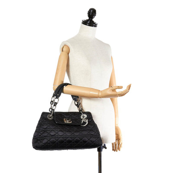 クリスチャンディオール ブラック ナイロン レザー ハンドバッグ レディース Christian Dior 【中古】