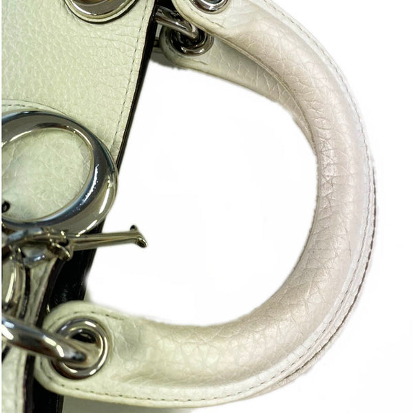 クリスチャンディオール ディオリッシモ ミニ ホワイト レザー ハンドバッグ ショルダーバッグ 2WAY レディース Christian Dior 【中古】