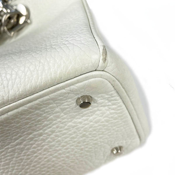 クリスチャンディオール ディオリッシモ ミニ ホワイト レザー ハンドバッグ ショルダーバッグ 2WAY レディース Christian Dior 【中古】