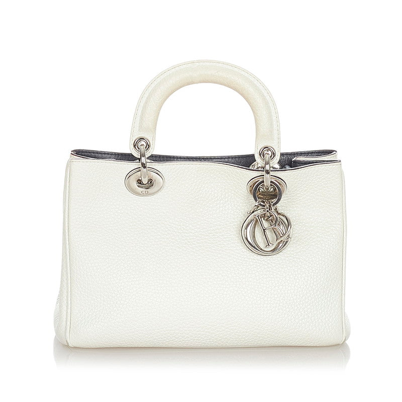 クリスチャンディオール ディオリッシモ ミニ ホワイト レザー ハンドバッグ ショルダーバッグ 2WAY レディース Christian Dior 【中古】