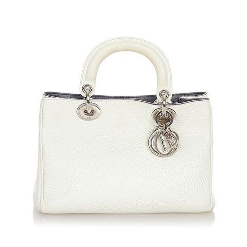 クリスチャンディオール ディオリッシモ ミニ ホワイト レザー ハンドバッグ ショルダーバッグ 2WAY レディース Christian Dior 【中古】