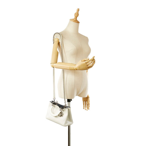 クリスチャンディオール ディオリッシモ ミニ ホワイト レザー ハンドバッグ ショルダーバッグ 2WAY レディース Christian Dior 【中古】