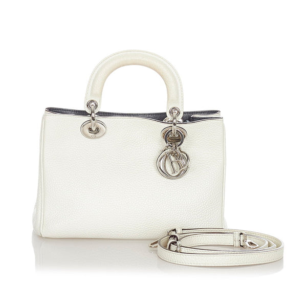 クリスチャンディオール ディオリッシモ ミニ ホワイト レザー ハンドバッグ ショルダーバッグ 2WAY レディース Christian Dior 【中古】
