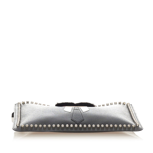 フェンディ カリート 7N0078 ブラック レザー ミンク クラッチバッグ レディース FENDI 【中古】