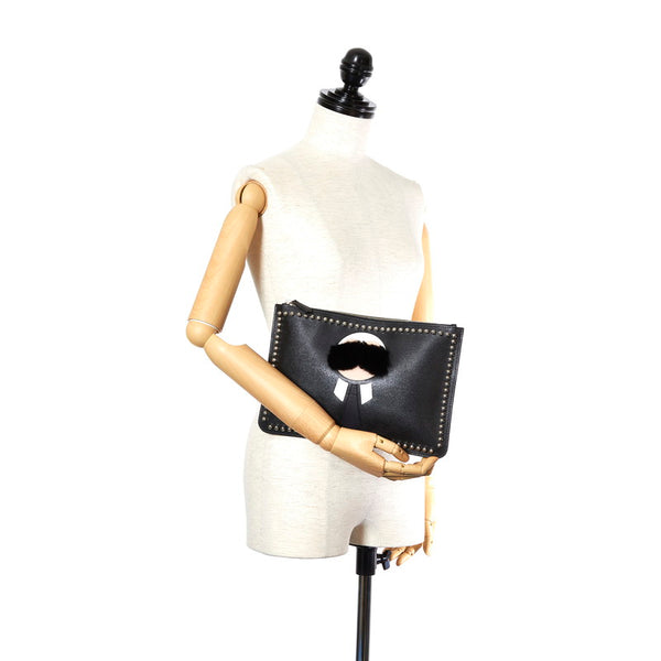 フェンディ カリート 7N0078 ブラック レザー ミンク クラッチバッグ レディース FENDI 【中古】
