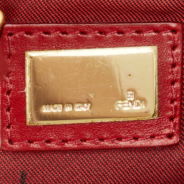 フェンディ ズッカ 8BR437 ベージュ レッド キャンバス レザー ハンドバッグ レディース FENDI 【中古】