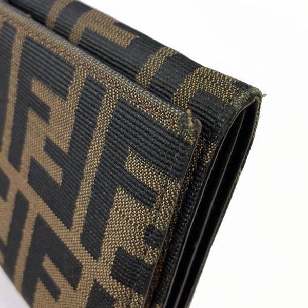フェンディ ズッカ 8M0000 ブラック ブラウン キャンバス レザー 長財布 レディース FENDI 【中古】