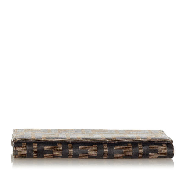 フェンディ ズッカ 8M0000 ブラック ブラウン キャンバス レザー 長財布 レディース FENDI 【中古】