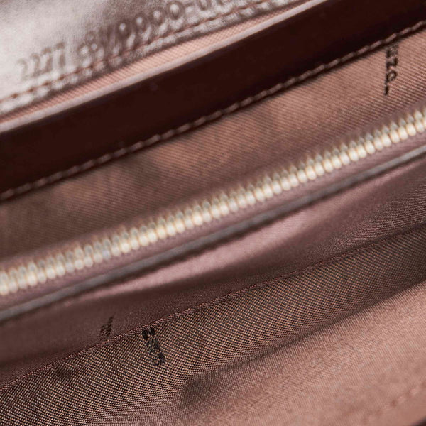 フェンディ ズッカ 8M0000 ブラック ブラウン キャンバス レザー 長財布 レディース FENDI 【中古】