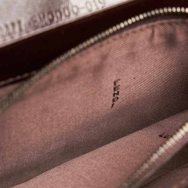 フェンディ ズッカ 8M0000 ブラック ブラウン キャンバス レザー 長財布 レディース FENDI 【中古】