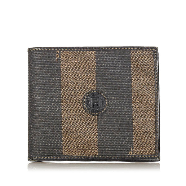 フェンディ ペカン ブラック ベージュ PVC レザー 二つ折り財布 メンズ FENDI 【中古】
