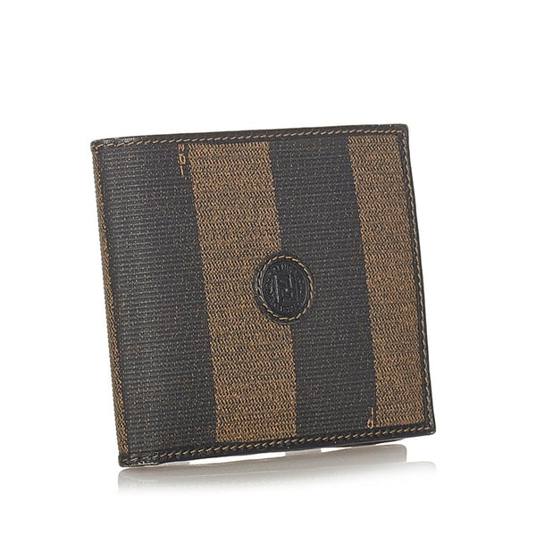 フェンディ ペカン ブラック ベージュ PVC レザー 二つ折り財布 メンズ FENDI 【中古】