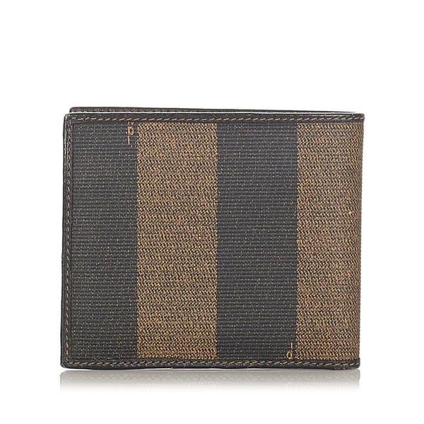 フェンディ ペカン ブラック ベージュ PVC レザー 二つ折り財布 メンズ FENDI 【中古】