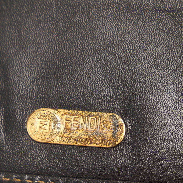 フェンディ ペカン ブラック ベージュ PVC レザー 二つ折り財布 メンズ FENDI 【中古】
