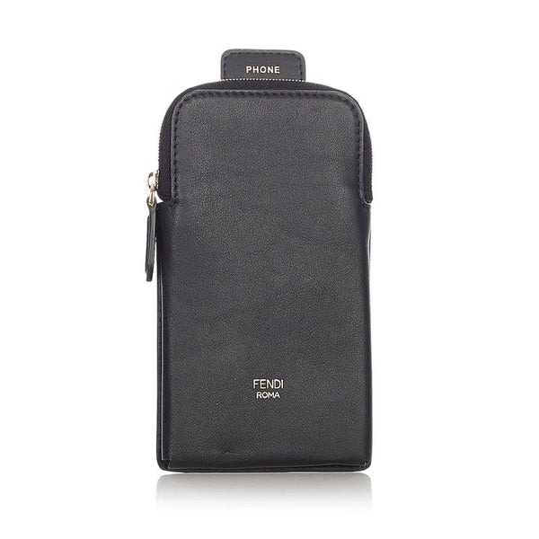 フェンディ 携帯ケース 8AV132 ブラック レザー レディース FENDI 【中古】