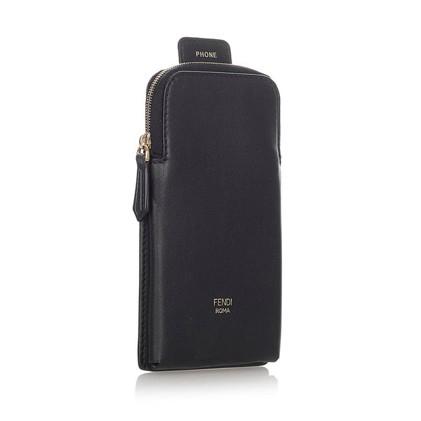 フェンディ 携帯ケース 8AV132 ブラック レザー レディース FENDI 【中古】