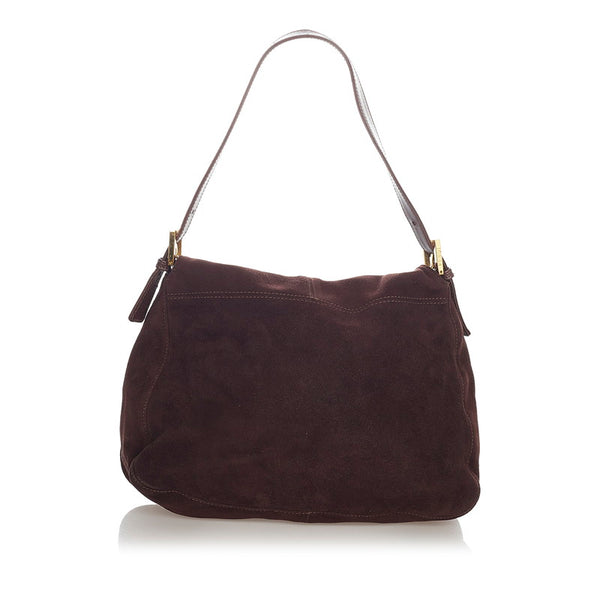 フェンディ マンマ ブラウン スウェード レザー ショルダーバッグ レディース FENDI 【中古】